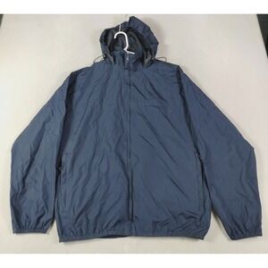 Van Heusen Sport Jacket Mens Medium Blue Hooded Packable Windbreaker Lightweight